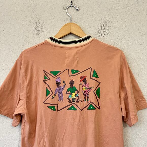 NICHOLAS DALEY Crew Neck T-Shirt Apricot Calypso Graphic SS Tee Cotton - Picture 5 of 9